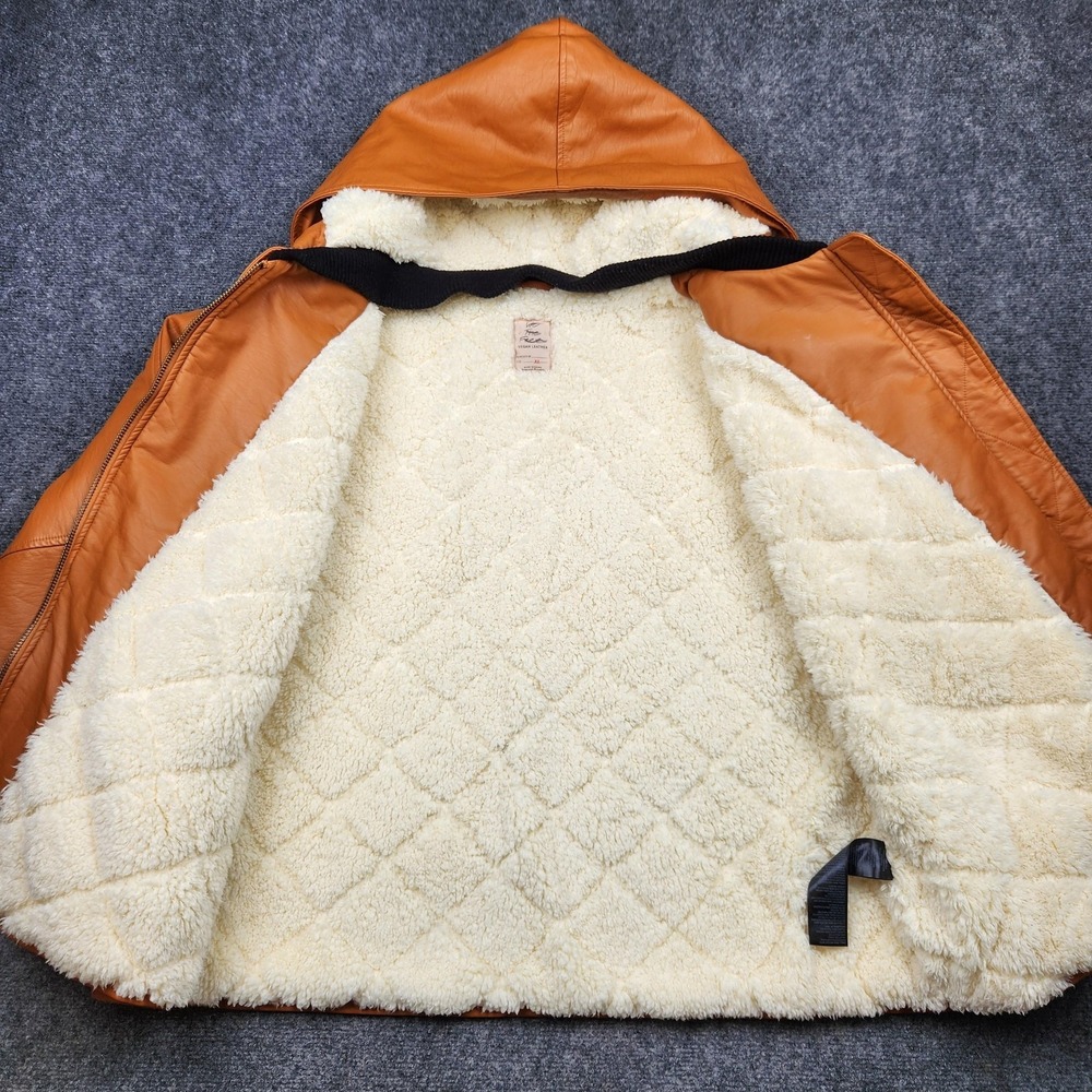 We The Free Jacket Womens XL Brown Vegan Leather Sherpa Lined Hooded Warm - Picture 5 of 9